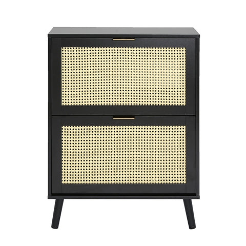 Craven - Shoe cabinet with Cane Front - Black