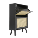 Craven - Shoe cabinet with Cane Front - Black