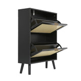 Craven - Shoe cabinet with Cane Front - Black