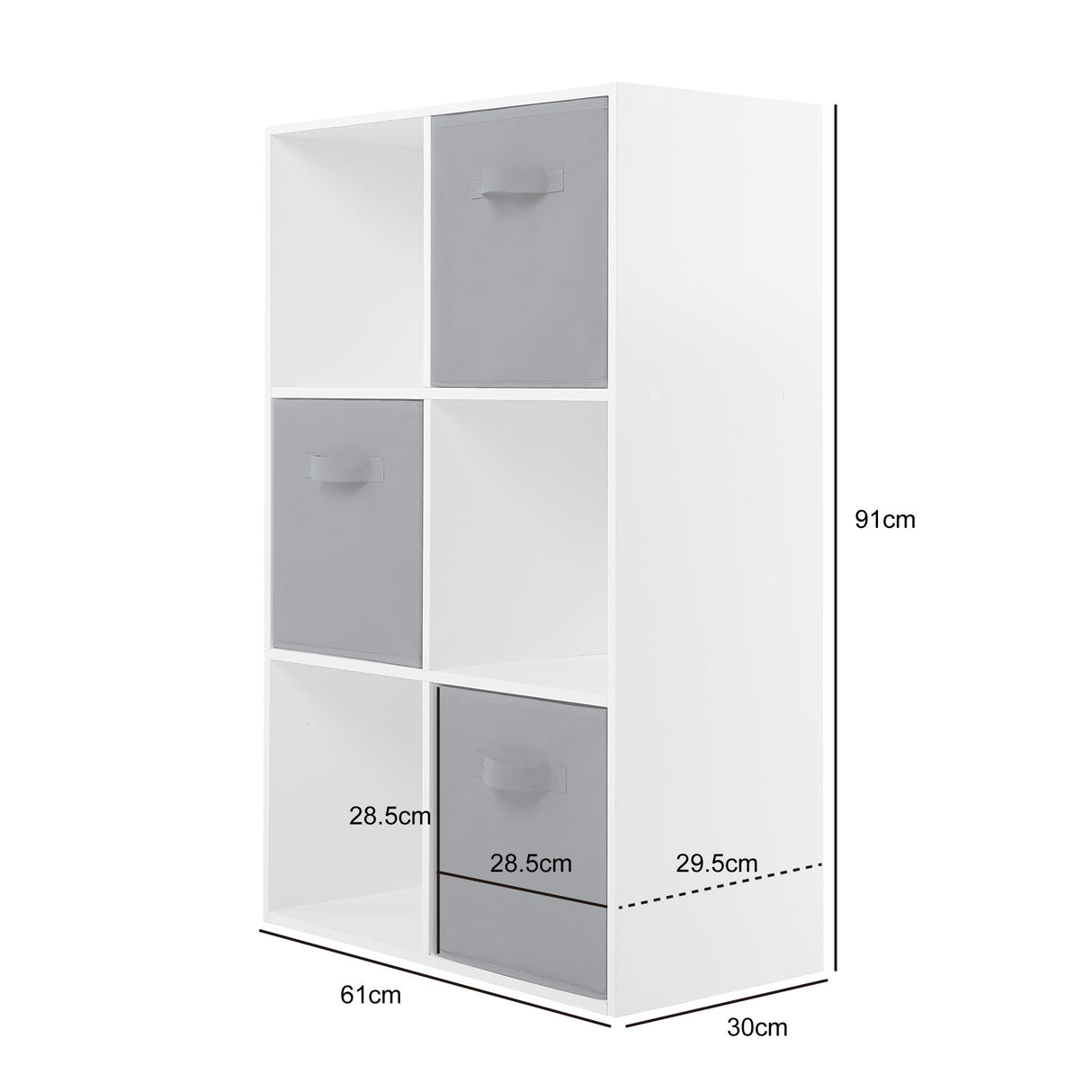 Jane - 2x3 Cube Storage Unit with 3 baskets - White