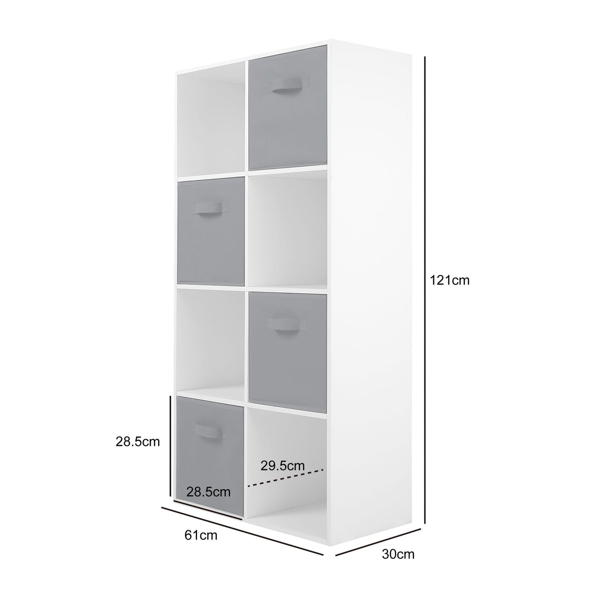 Jane - 8 Cube Storage Unit with 4 baskets - White 