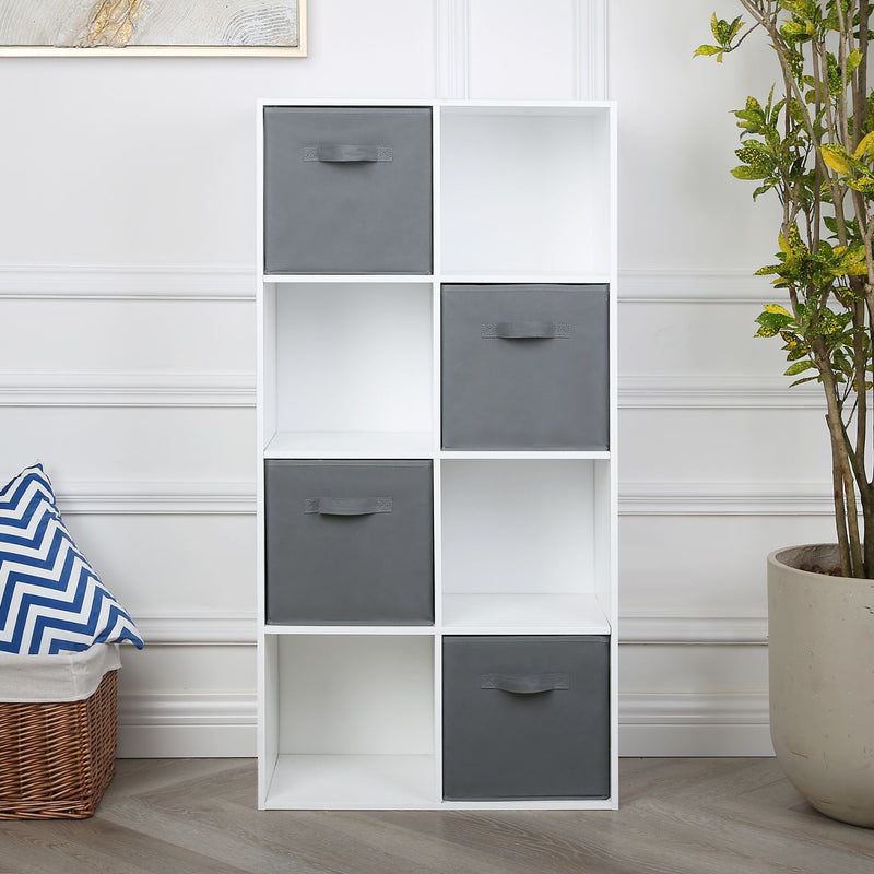 Jane - 2x2 White Bookcase with Baskets – Home Garden Direct