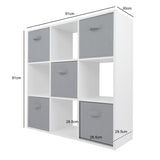 Jane - 9 Cube Storage with 4 baskets - White