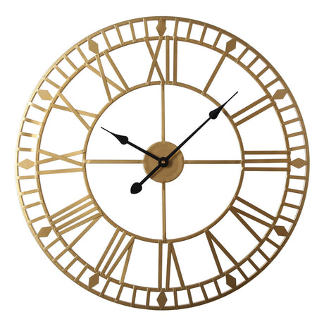 EOS - Skeleton Wall Clock with Roman Numerals - 60x60cm - (Gold, Grey)