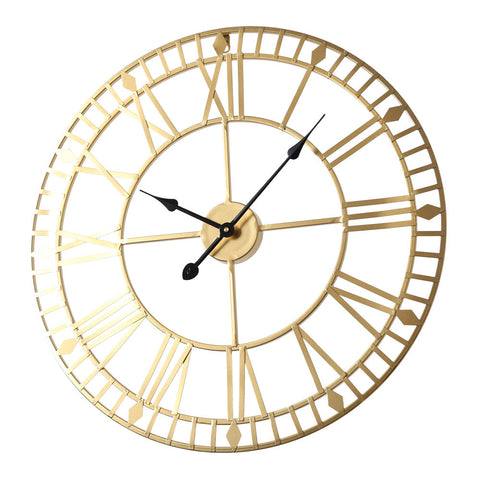 EOS - Skeleton Wall Clock with Roman Numerals - 60x60cm - (Gold, Grey)