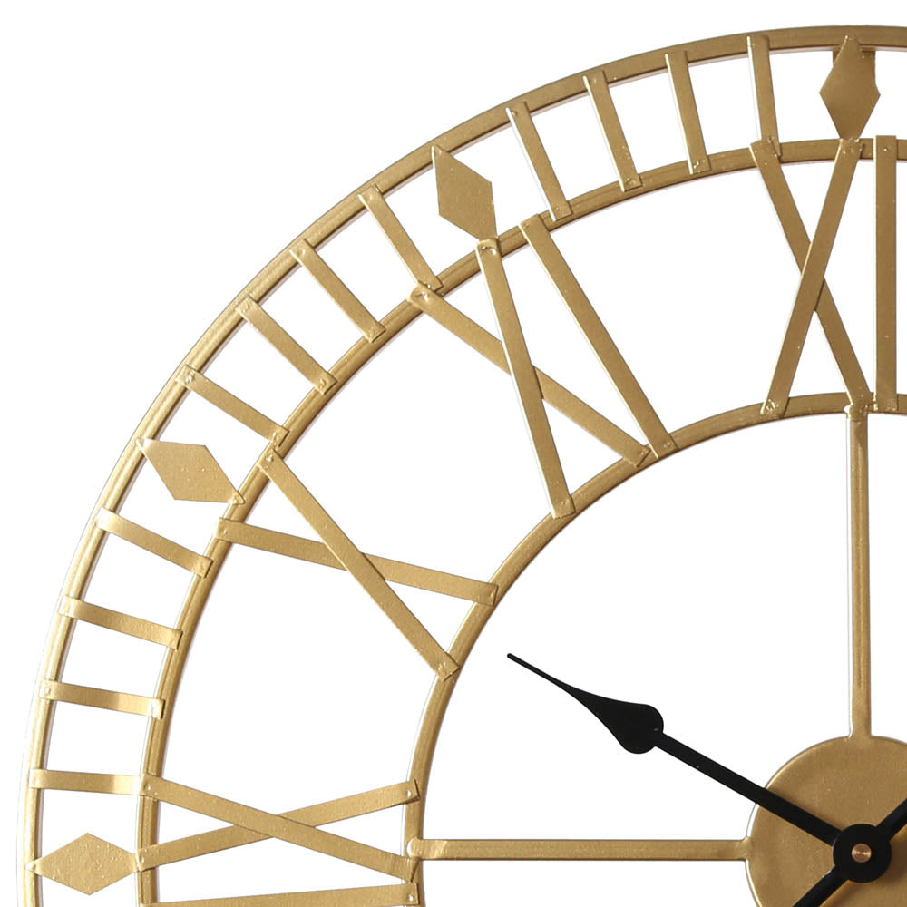 EOS - Skeleton Wall Clock with Roman Numerals - 60x60cm - (Gold, Grey)