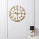 EOS - Skeleton Wall Clock with Roman Numerals - 60x60cm - (Gold, Grey)