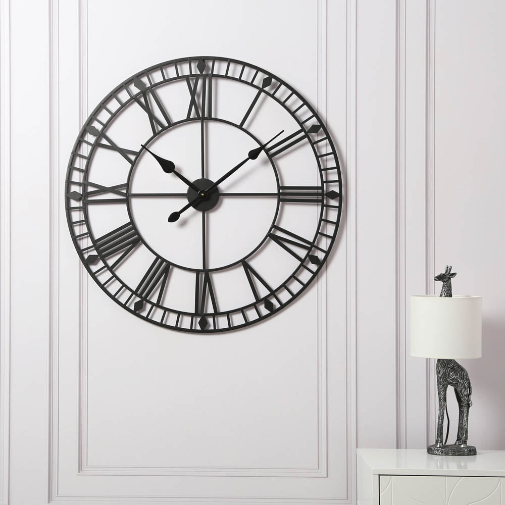 EOS - Skeleton Wall Clock with Roman Numerals - 80x80cm