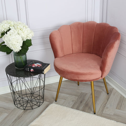 Flora - Velvet Accent Chair with Scalloped-back Design