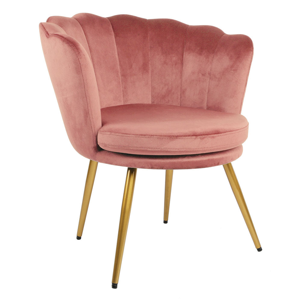 Flora - Velvet Accent Chair with Scalloped-back Design