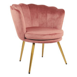 Flora - Velvet Accent Chair with Scalloped-back Design