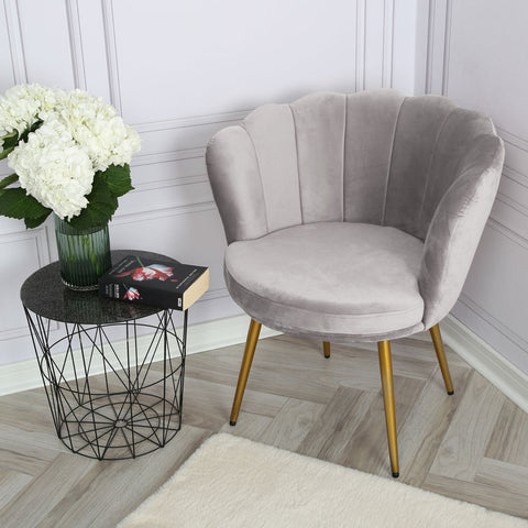 Flora - Velvet Accent Chair with Scalloped-back Design