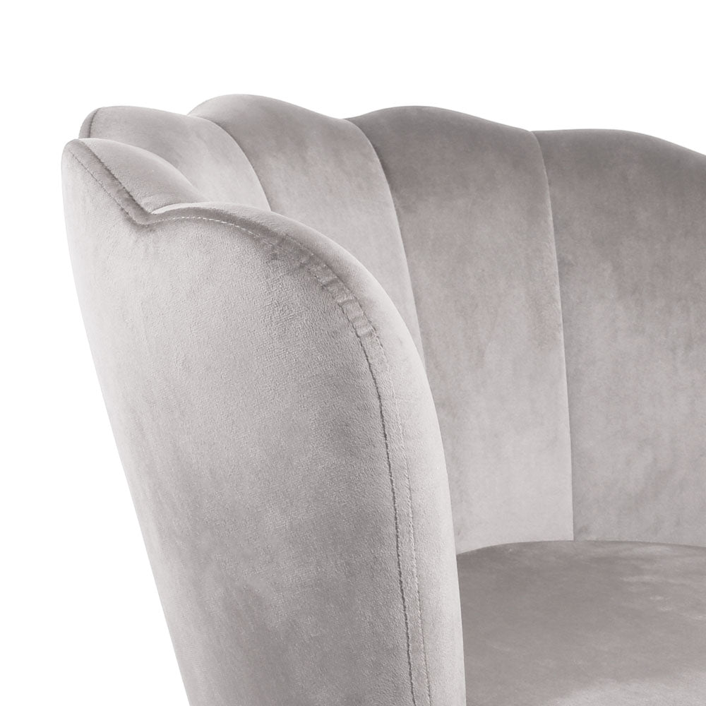 Flora - Velvet Accent Chair with Scalloped-back Design