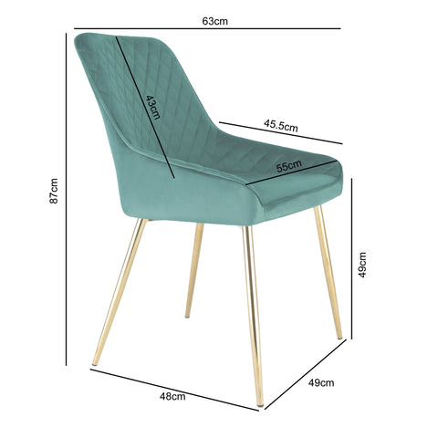 Hamilton - Dining Chair in Velvet - (Grey, Pink, Green)