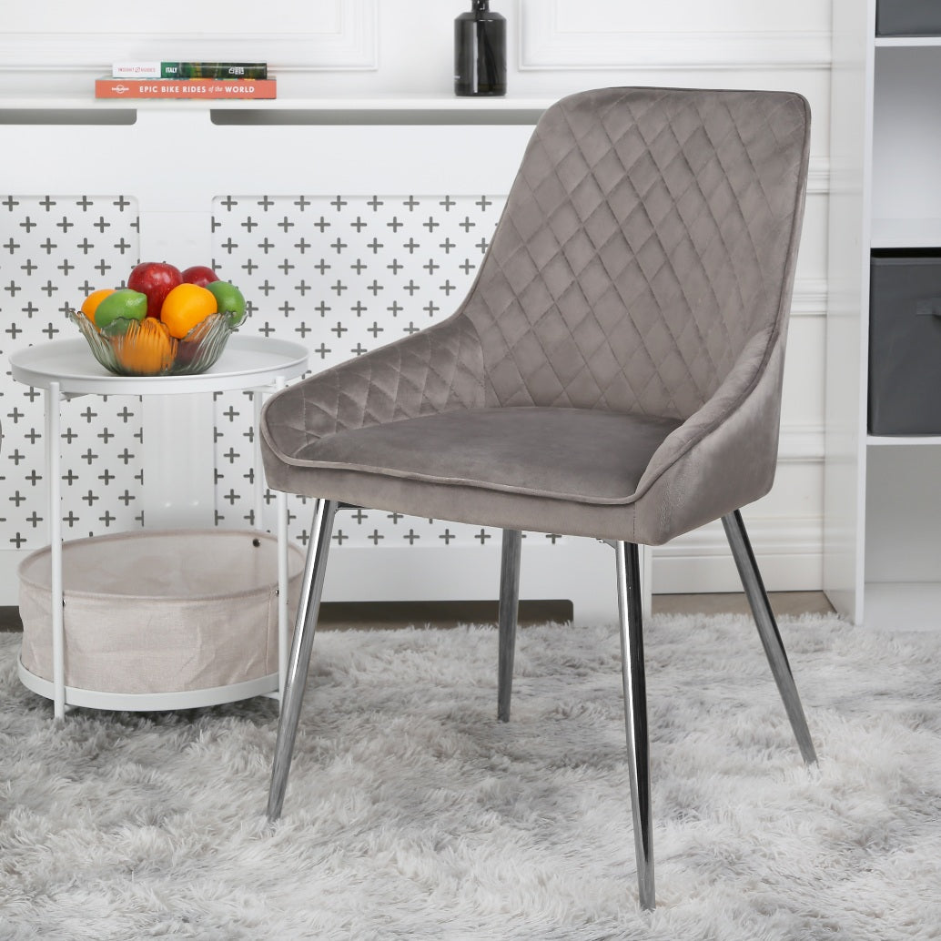 Hamilton - Dining Chair in Velvet - (Grey, Pink, Green)