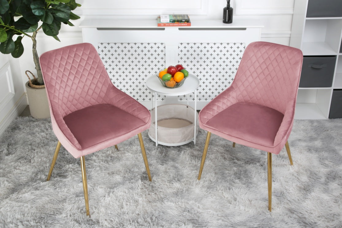 Hamilton - Dining Chair in Velvet - (Grey, Pink, Green)