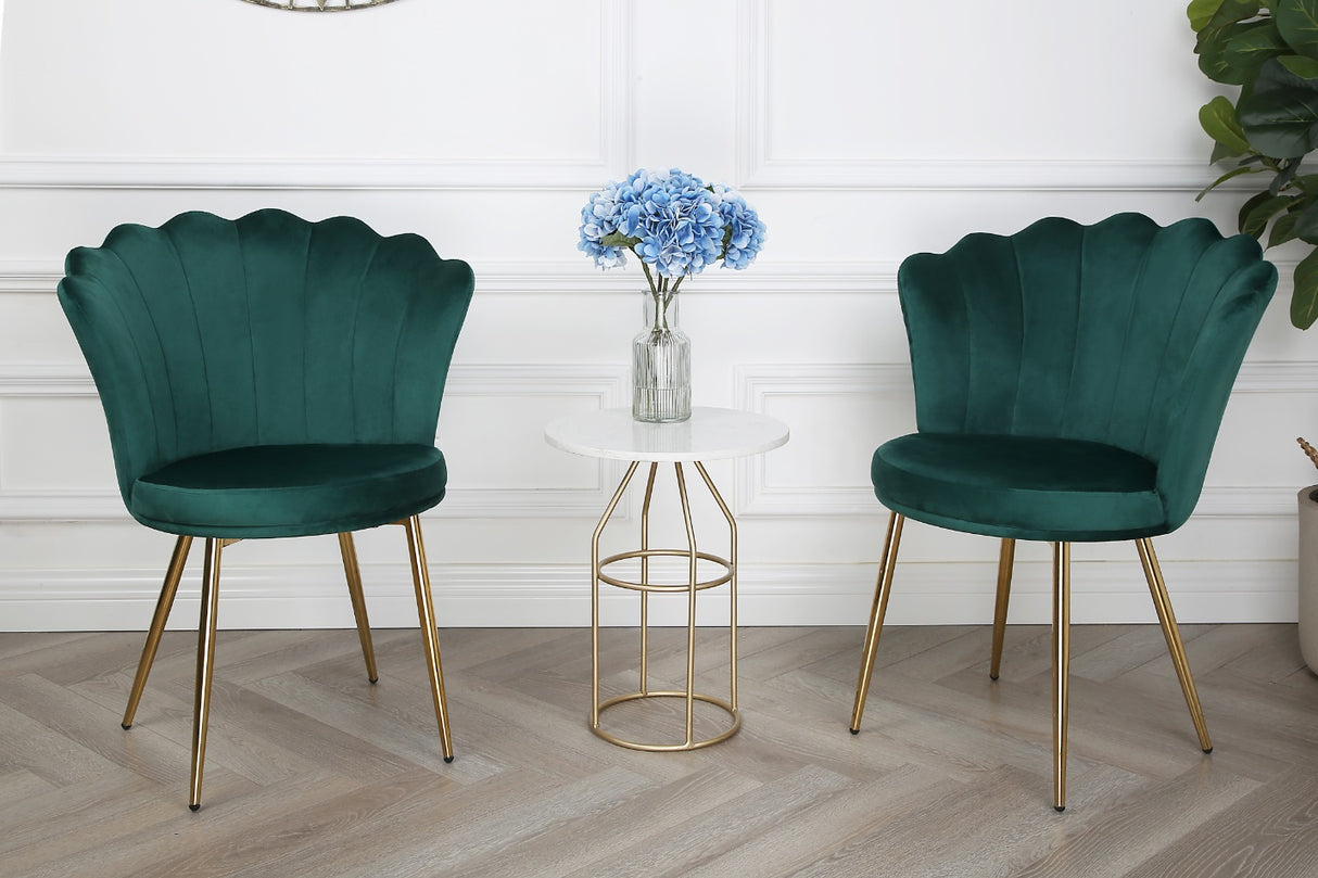 Mini Flora Velvet - Dining Chairs - Set of 2 - Floral-Designed Backrest