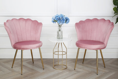 Mini Flora Velvet - Dining Chairs - Set of 2 - Floral-Designed Backrest