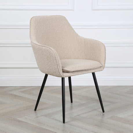 Muse - Boucle Fabric Accent Chair - Beige