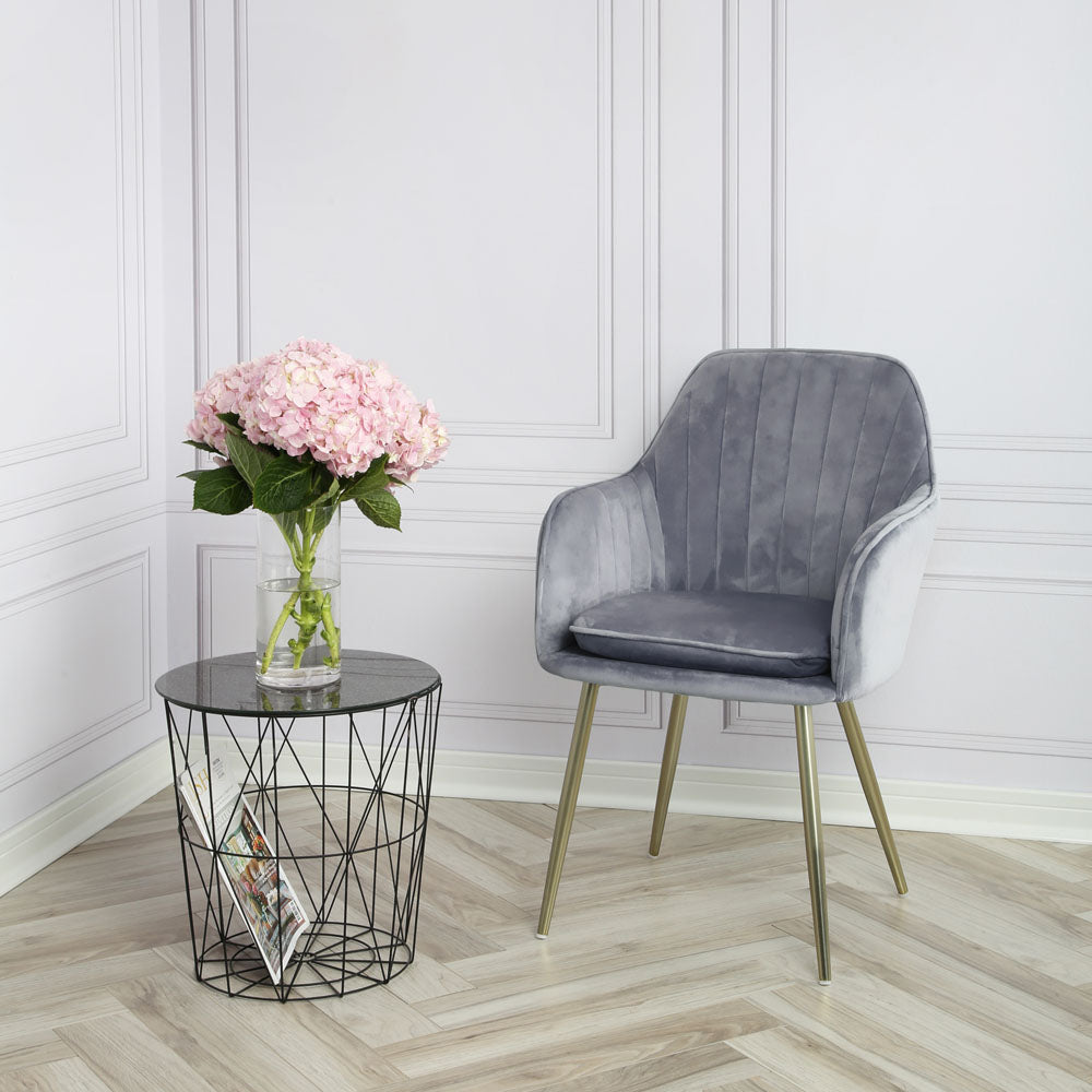 Muse - Velvet Accent Chair - (Violet, Grey, Light Blue)