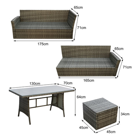 Pelias - Rattan Corner Sofa & Dining Set - 9 Seater