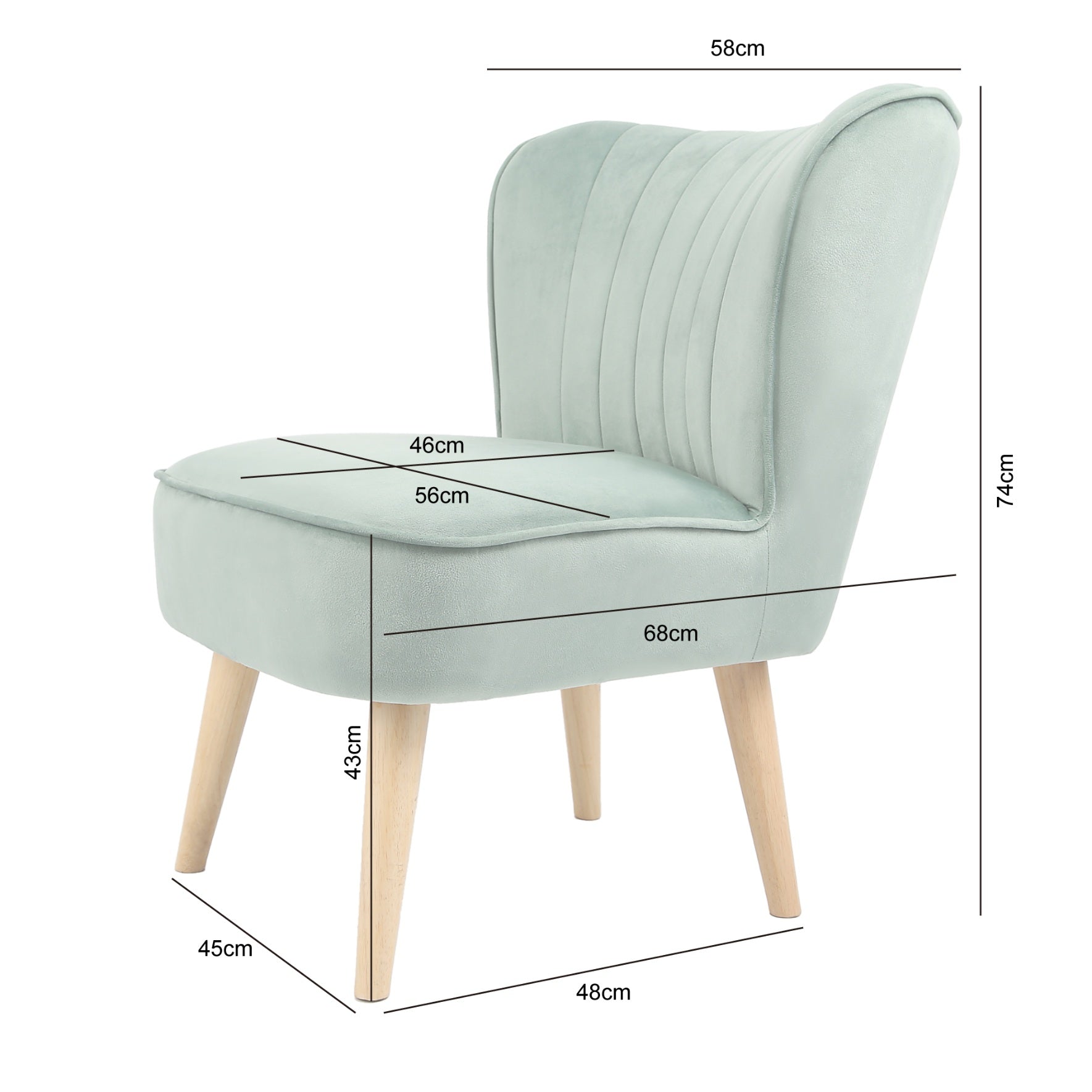 Shaun - Velvet Accent Chair - (Green, Grey, Teal, Pink)