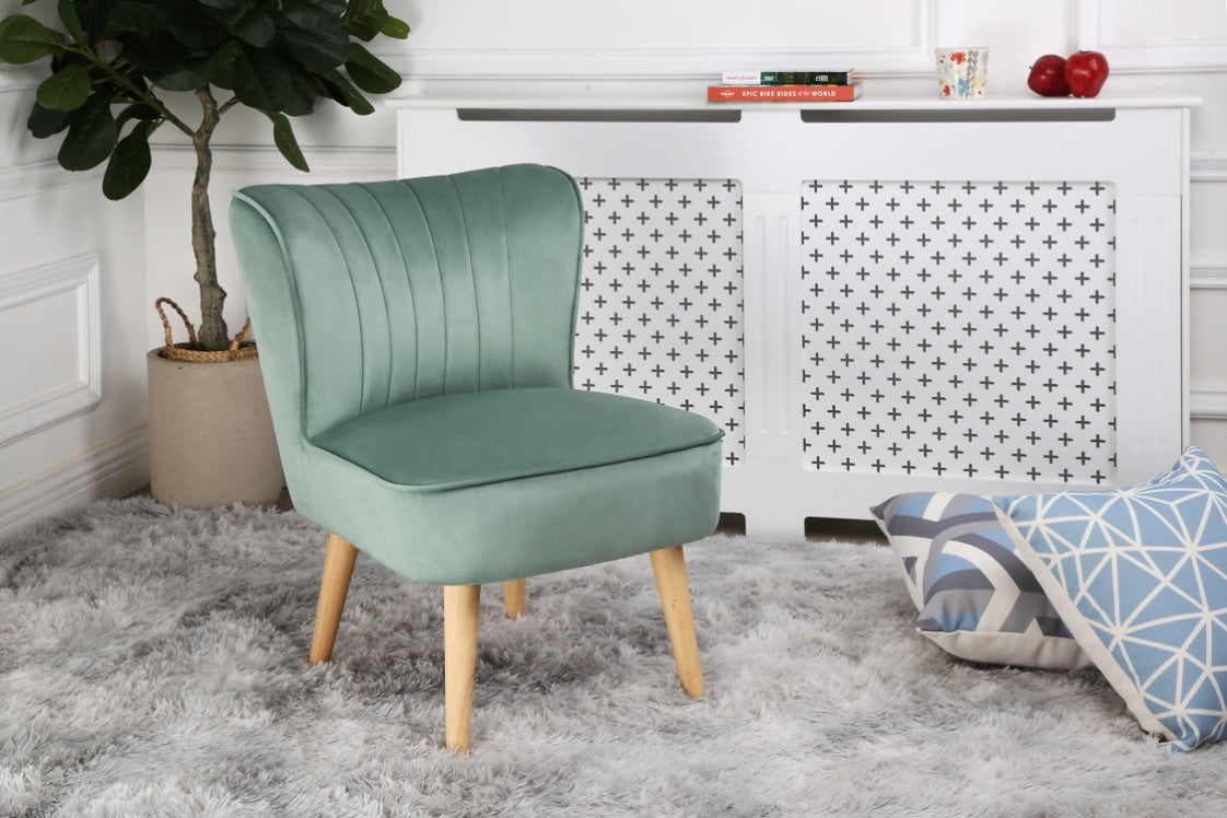 Shaun - Velvet Accent Chair - (Green, Grey, Teal, Pink)