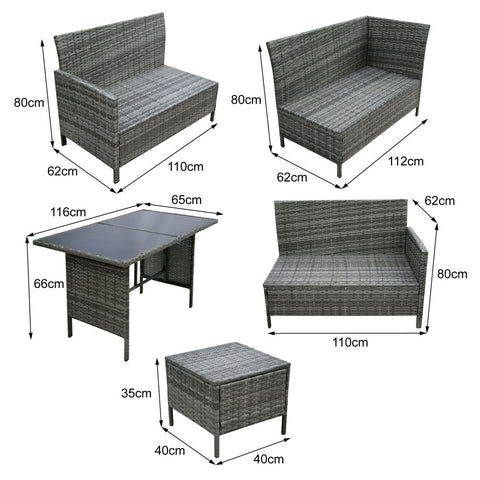 Thalia - Rattan Corner Sofa & Dining Set - 9 Seater