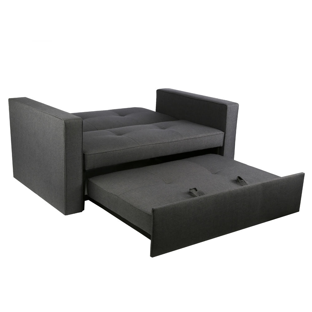 Troy - Pull Out Sofa Bed - 2 Seater - (Dark Grey, Natural)